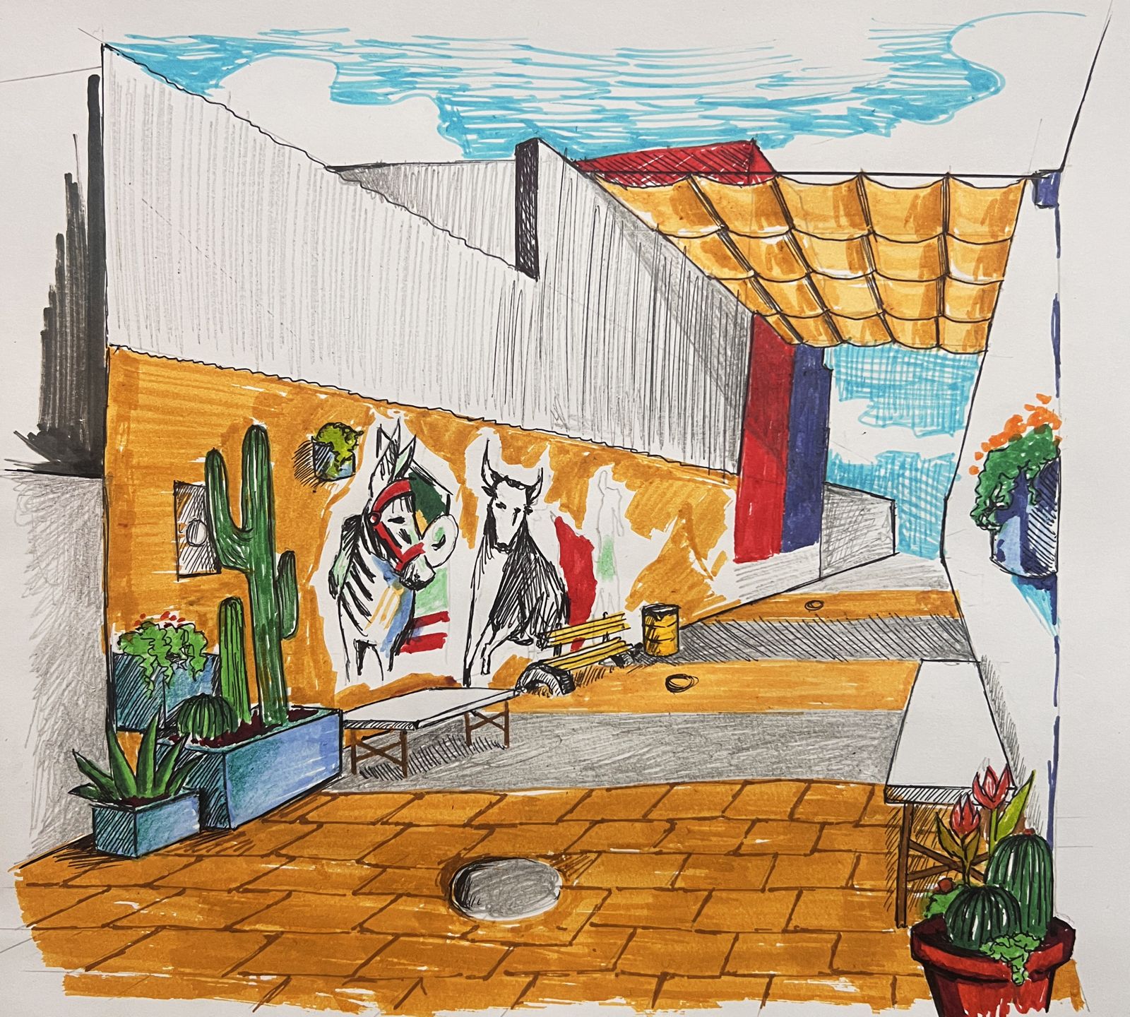 Boceto de planeación para la intervención del Callejón Río Bravo