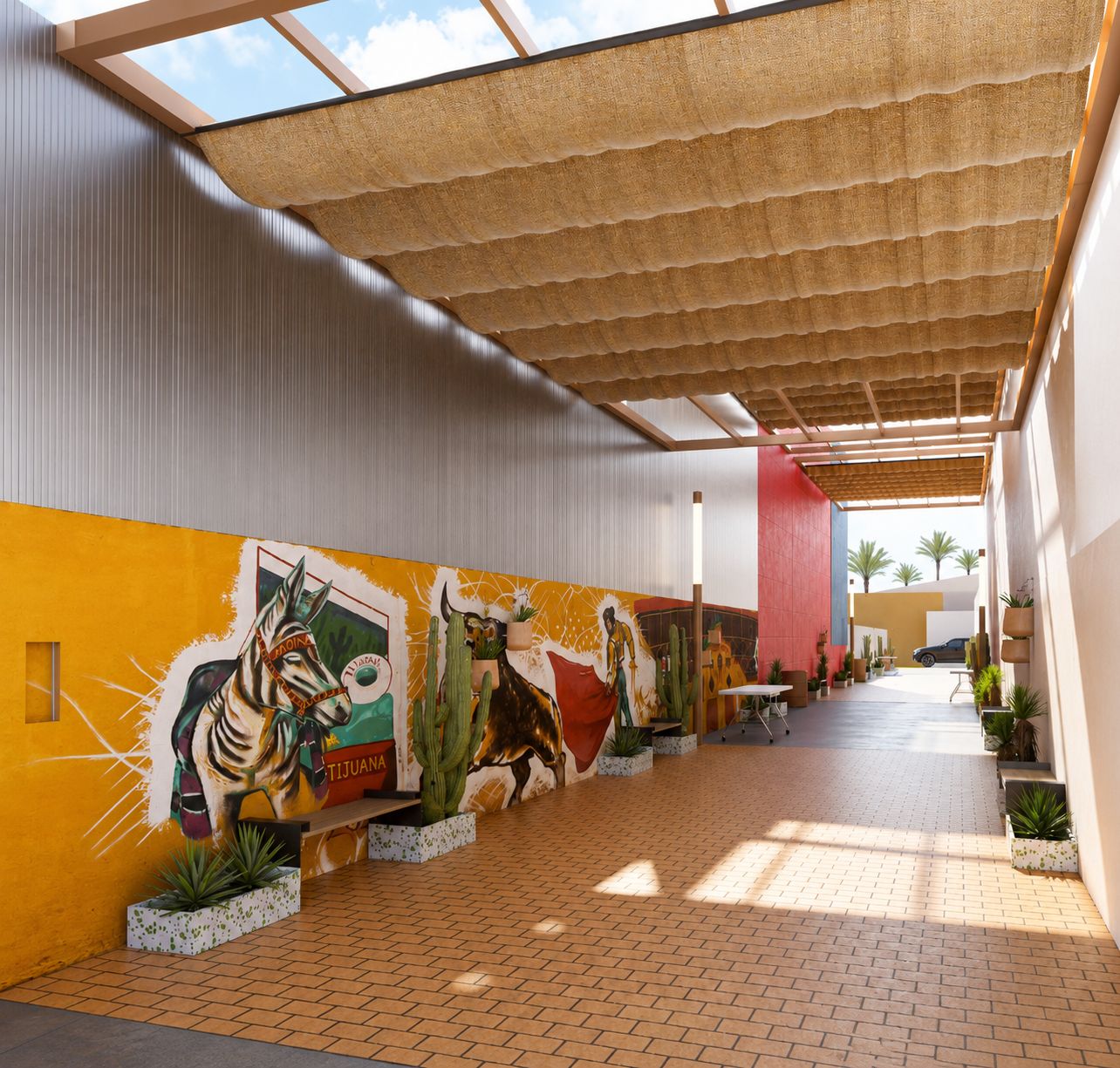 Visualización del Callejón Río Bravo como espacio cultural renovado